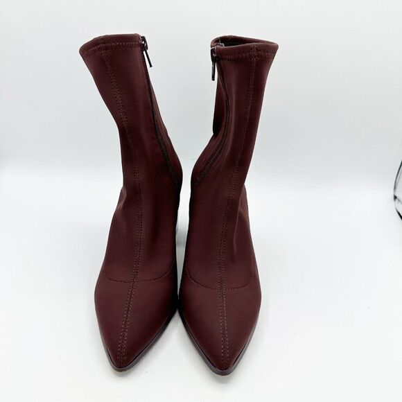Aldo Burgundy Stretch Sock Ankle Boots With Patent Block Heels & Side Zipper 6.5 - Picture 16 of 16